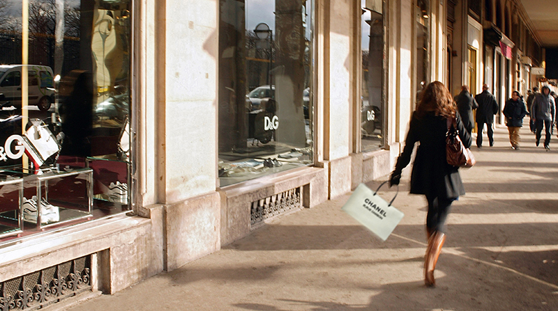 Paris, France, Women Shoppers, WIndow Shopping Street, Chanel