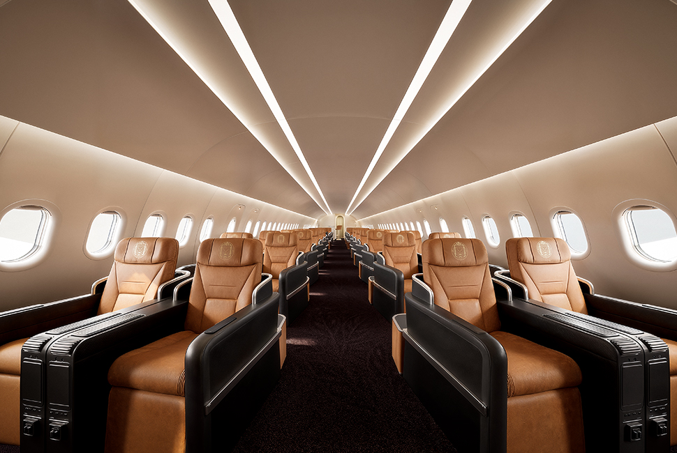 Spread out in one of Magnifica Air's leather seats.